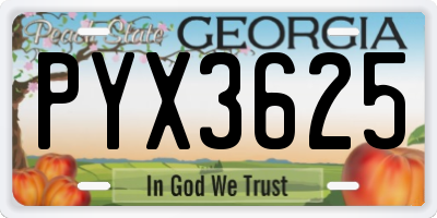 GA license plate PYX3625
