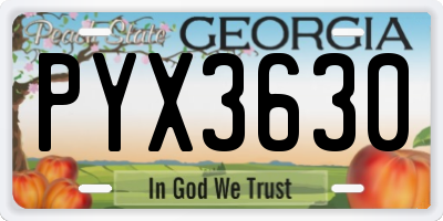 GA license plate PYX3630