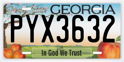 GA license plate PYX3632