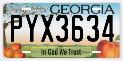 GA license plate PYX3634