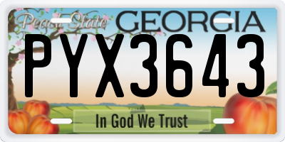 GA license plate PYX3643