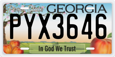 GA license plate PYX3646