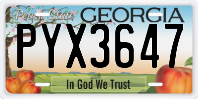 GA license plate PYX3647