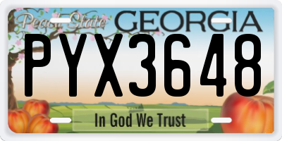 GA license plate PYX3648