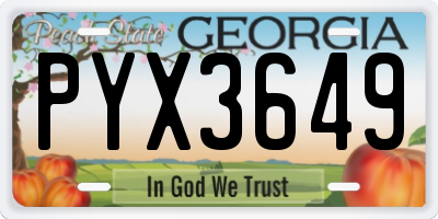 GA license plate PYX3649