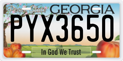 GA license plate PYX3650
