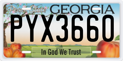 GA license plate PYX3660