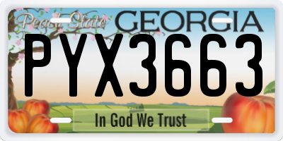 GA license plate PYX3663