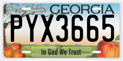 GA license plate PYX3665