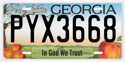 GA license plate PYX3668