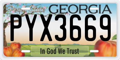 GA license plate PYX3669