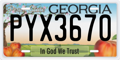 GA license plate PYX3670