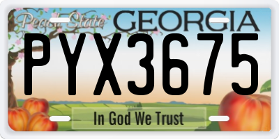 GA license plate PYX3675