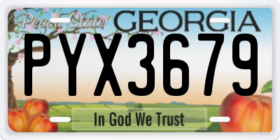 GA license plate PYX3679