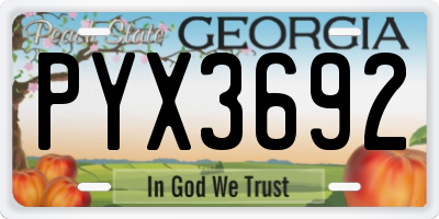 GA license plate PYX3692