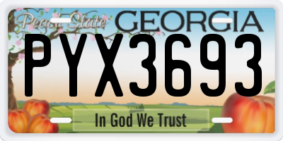 GA license plate PYX3693