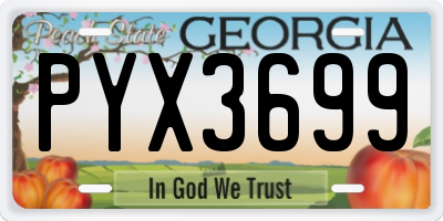 GA license plate PYX3699