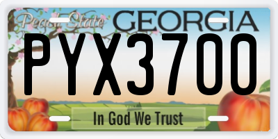 GA license plate PYX3700