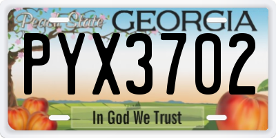 GA license plate PYX3702