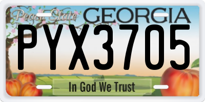 GA license plate PYX3705