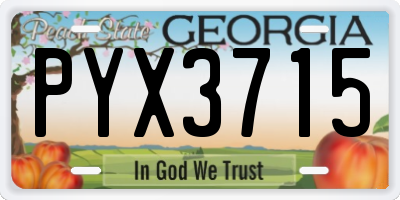 GA license plate PYX3715