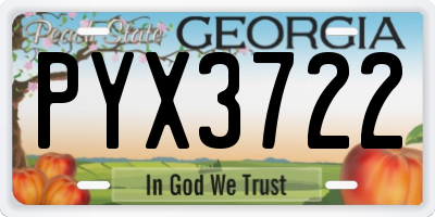 GA license plate PYX3722
