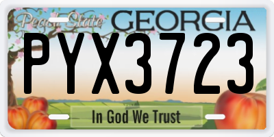 GA license plate PYX3723
