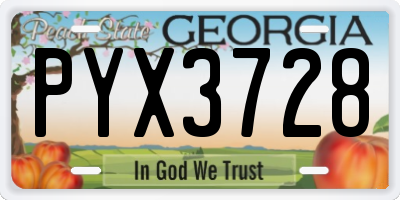 GA license plate PYX3728