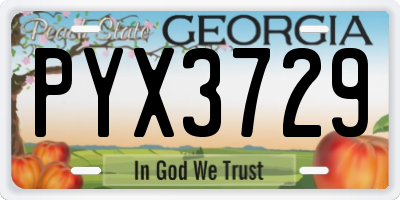 GA license plate PYX3729