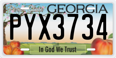 GA license plate PYX3734