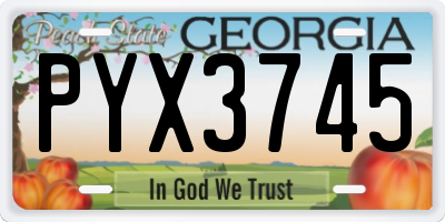 GA license plate PYX3745