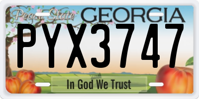 GA license plate PYX3747