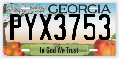 GA license plate PYX3753