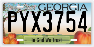 GA license plate PYX3754