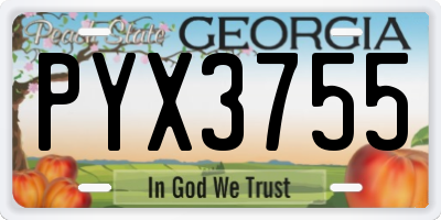 GA license plate PYX3755