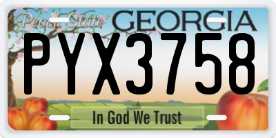 GA license plate PYX3758