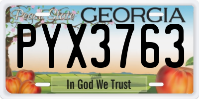 GA license plate PYX3763
