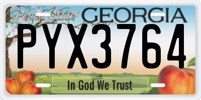 GA license plate PYX3764