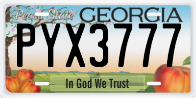 GA license plate PYX3777