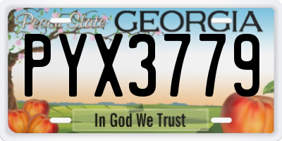 GA license plate PYX3779