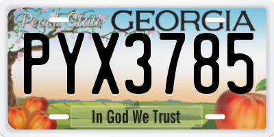 GA license plate PYX3785