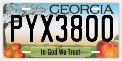GA license plate PYX3800