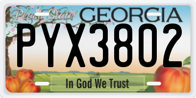 GA license plate PYX3802
