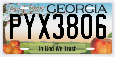 GA license plate PYX3806