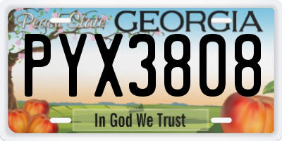 GA license plate PYX3808