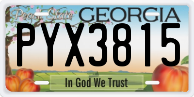 GA license plate PYX3815