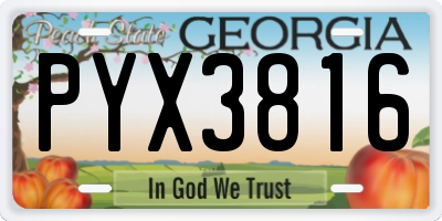 GA license plate PYX3816
