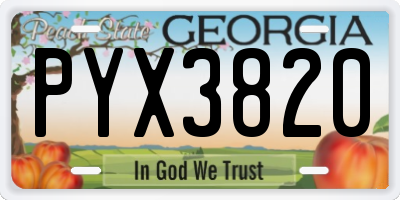 GA license plate PYX3820