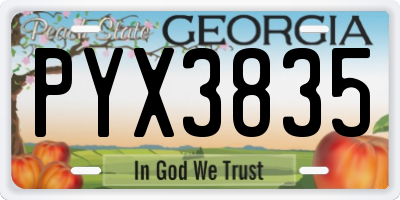 GA license plate PYX3835