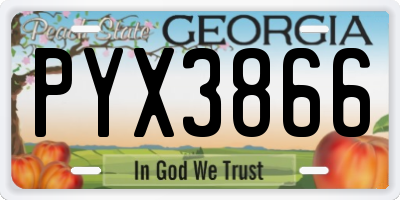 GA license plate PYX3866